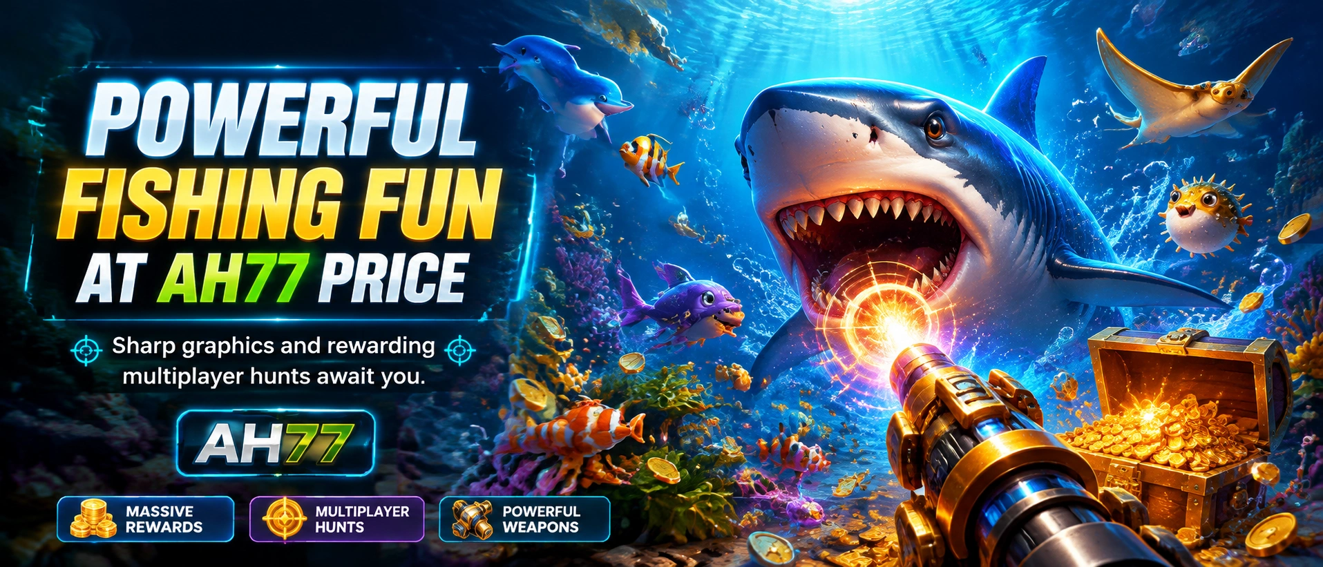 Fishing game table with colorful sea creatures