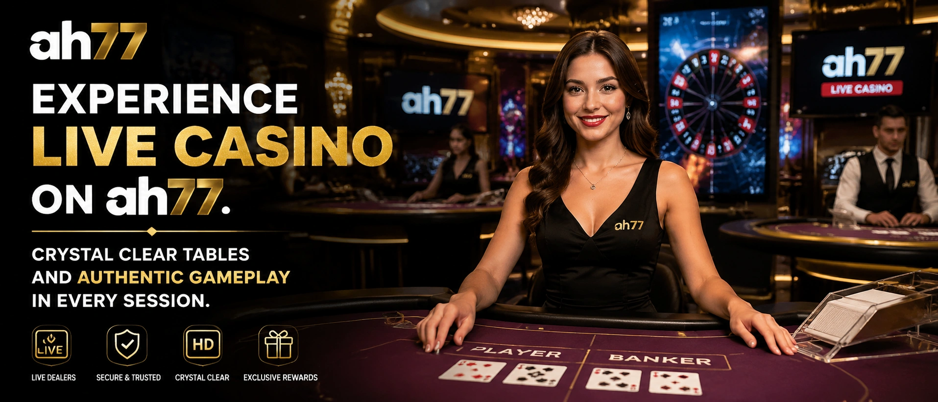 Live casino table showcase at AH77